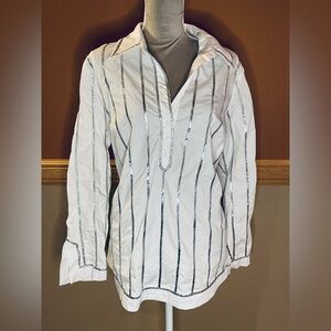 Lane Bryant Classic White Top with Silver Stripes